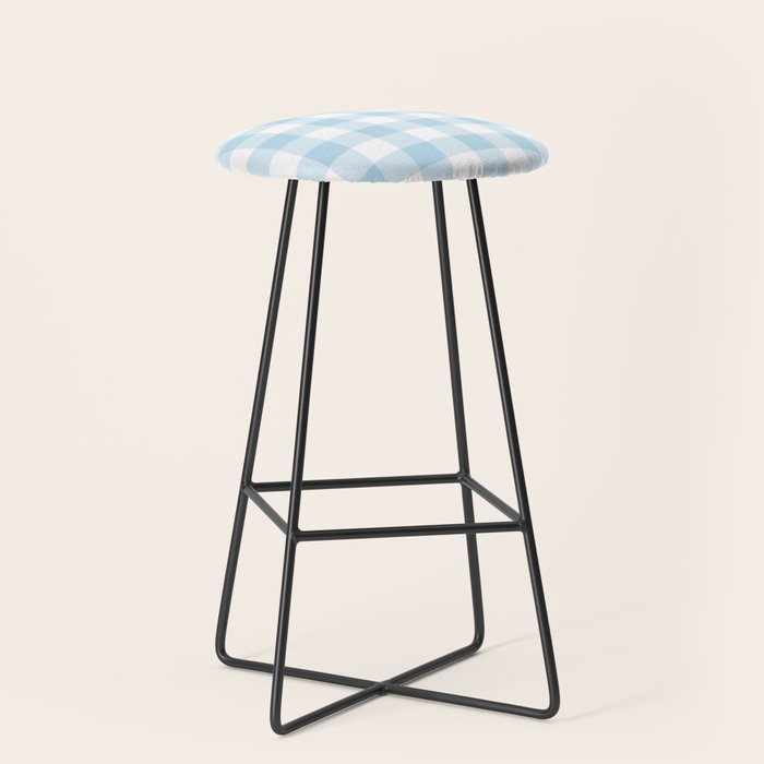 Gingham Light Blue - White Stool Gallery Image 1