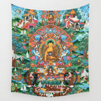 Turquoise Life Of Buddha Thangka Wall Tapestry Gallery Image 4