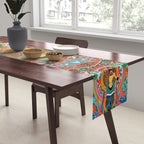Turquoise Life Of Buddha Thangka Table Runner Gallery Image 2