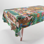 Turquoise Life Of Buddha Thangka Tablecloth Gallery Image 1