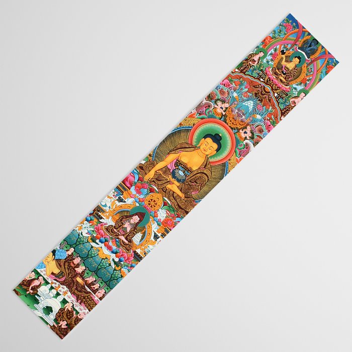 Turquoise Life Of Buddha Thangka Table Runner Gallery Image 3