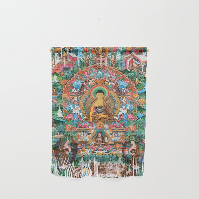 Turquoise Life Of Buddha Thangka Wall Hanging Gallery Image 1