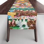 Turquoise Life Of Buddha Thangka Table Runner Gallery Image 1