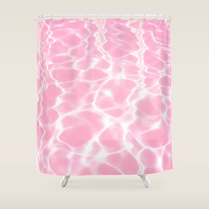 Pastel Pink Pool Aesthetic  Shower Curtain Gallery Image 1