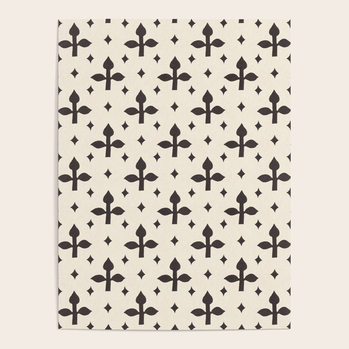 Classic Monochrome Leaf Motif Poster Gallery Image 4