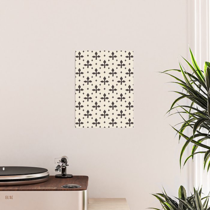 Classic Monochrome Leaf Motif Poster Gallery Image 2