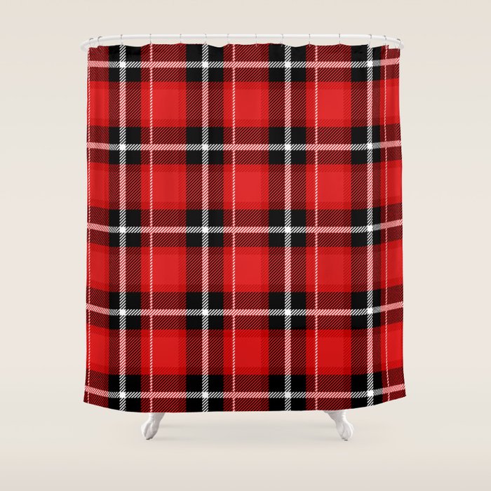 Red + Black Plaid Shower Curtain Gallery Image 1