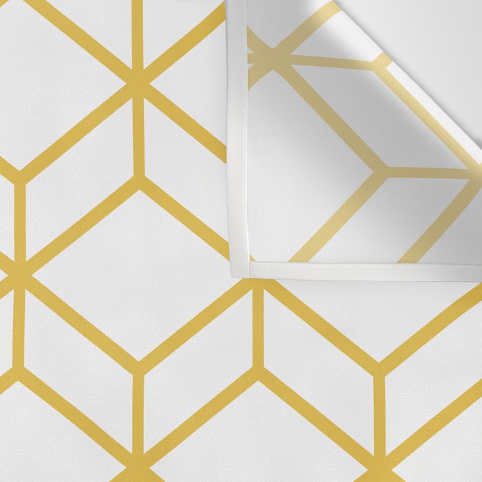 Geometric Honeycomb Lattice in Mustard Yellow and White. Modern Clean Minimalist Wall Tapestry Gallery Image 3