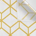 Geometric Honeycomb Lattice in Mustard Yellow and White. Modern Clean Minimalist Wall Tapestry Gallery Image 3