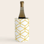 Geometric Honeycomb Lattice in Mustard Yellow and White. Modern Clean Minimalist Wine Chiller Gallery Image 2