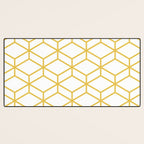 Geometric Honeycomb Lattice in Mustard Yellow and White. Modern Clean Minimalist Desk Mat Gallery Image 3