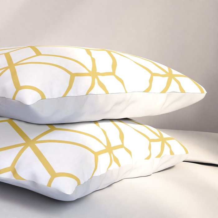 Geometric Honeycomb Lattice in Mustard Yellow and White. Modern Clean Minimalist Pillow Sham Gallery Image 3