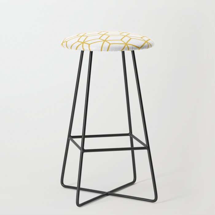 Geometric Honeycomb Lattice in Mustard Yellow and White. Modern Clean Minimalist Stool Gallery Image 1