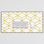 Geometric Honeycomb Lattice in Mustard Yellow and White. Modern Clean Minimalist Desk Mat Gallery Image 1