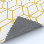 Geometric Honeycomb Lattice in Mustard Yellow and White. Modern Clean Minimalist Rug Gallery Image 4