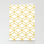 Geometric Honeycomb Lattice in Mustard Yellow and White. Modern Clean Minimalist Stationery Card Gallery Image 2