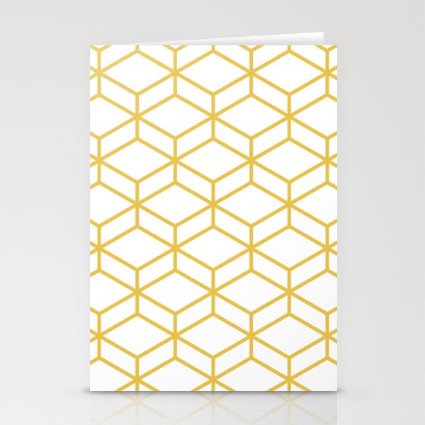 Geometric Honeycomb Lattice in Mustard Yellow and White. Modern Clean Minimalist Stationery Card Gallery Image 2