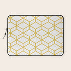 Geometric Honeycomb Lattice in Mustard Yellow and White. Modern Clean Minimalist Laptop Sleeve Gallery Image 1