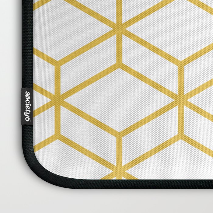 Geometric Honeycomb Lattice in Mustard Yellow and White. Modern Clean Minimalist Laptop Sleeve Gallery Image 3