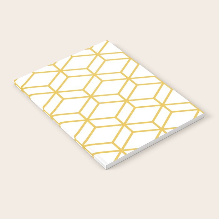 Geometric Honeycomb Lattice in Mustard Yellow and White. Modern Clean Minimalist Notebook Gallery Image 1