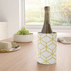Geometric Honeycomb Lattice in Mustard Yellow and White. Modern Clean Minimalist Wine Chiller Gallery Image 4
