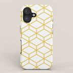 Geometric Honeycomb Lattice in Mustard Yellow and White. Modern Clean Minimalist iPhone Case Gallery Image 1