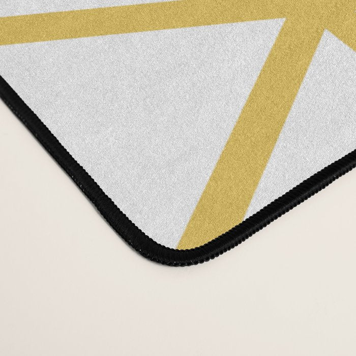 Geometric Honeycomb Lattice in Mustard Yellow and White. Modern Clean Minimalist Desk Mat Gallery Image 4