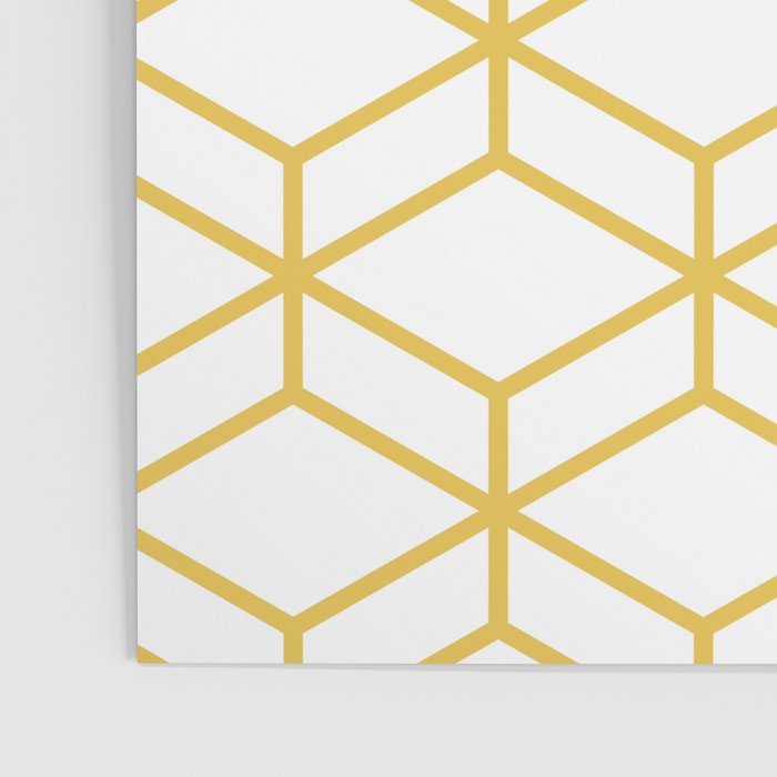 Geometric Honeycomb Lattice in Mustard Yellow and White. Modern Clean Minimalist Poster Gallery Image 3