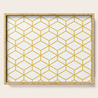Geometric Honeycomb Lattice in Mustard Yellow and White. Modern Clean Minimalist Serving Tray Gallery Image 1