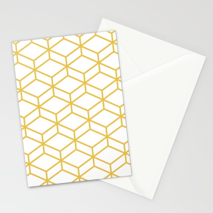 Geometric Honeycomb Lattice in Mustard Yellow and White. Modern Clean Minimalist Stationery Card Gallery Image 2