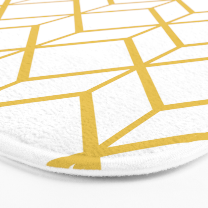 Geometric Honeycomb Lattice in Mustard Yellow and White. Modern Clean Minimalist Bath Mat Gallery Image 3