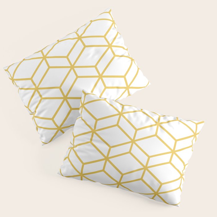 Geometric Honeycomb Lattice in Mustard Yellow and White. Modern Clean Minimalist Pillow Sham Gallery Image 3