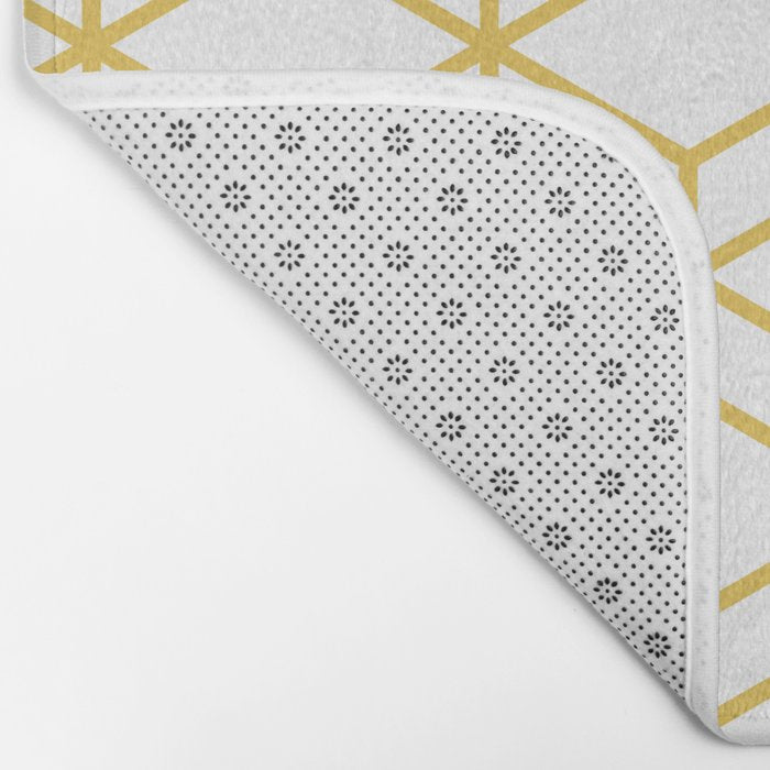 Geometric Honeycomb Lattice in Mustard Yellow and White. Modern Clean Minimalist Bath Mat Gallery Image 2