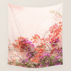 Bougainvillea Flowers in Color | Pink Wall in Cascais Art Print | Floral Travel Photography in Portugal Wall Tapestry Gallery Image 4