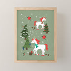 Christmas Winter Unicorn Pattern Mini Art Print Gallery Image 1