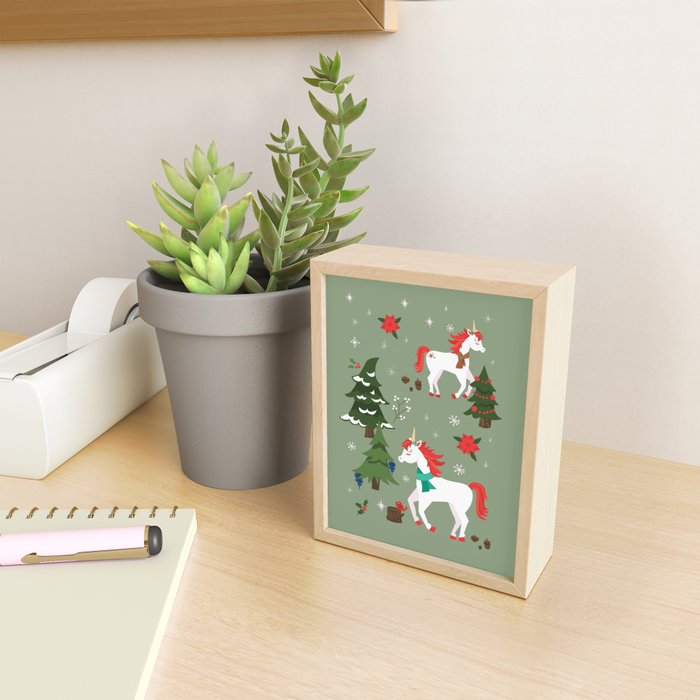 Christmas Winter Unicorn Pattern Mini Art Print Gallery Image 2