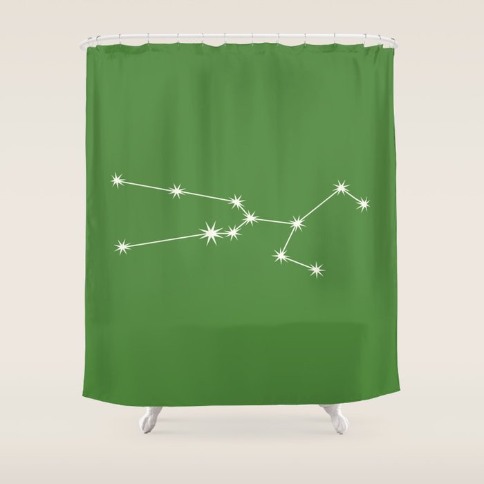 Taurus Zodiac Star Constellation Line Art Kelly Green Shower Curtain Gallery Image 1