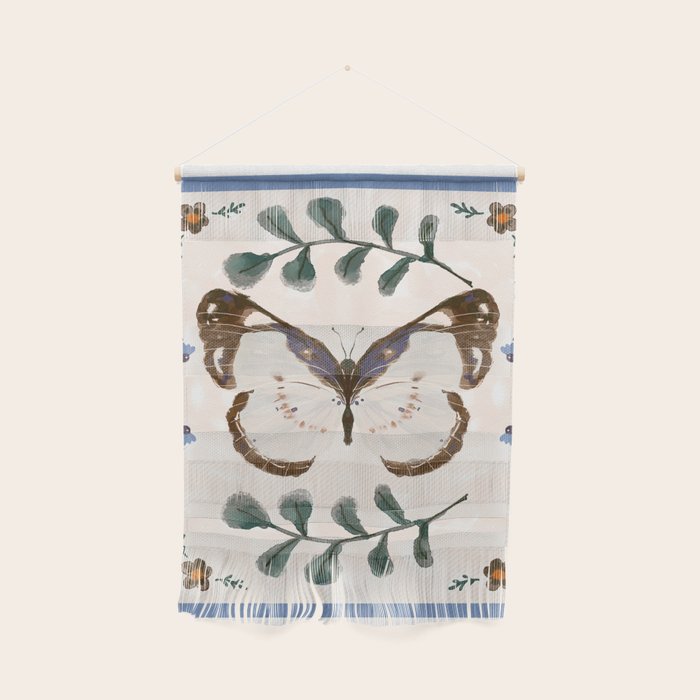 Elegant Watercolor Butterfly with Botanical Frame Wall Hanging Gallery Image 1