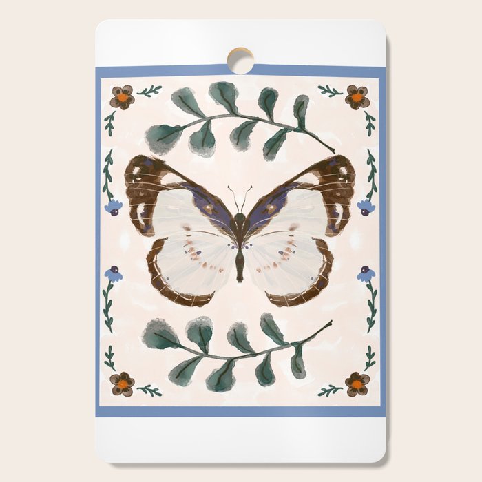 Elegant Watercolor Butterfly with Botanical Frame Cutting Board Gallery Image 1