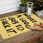 What a Good day To Fuck It. Typography Funny Saying, Phrase Quote Carefree Childlike, Handwritten Post-it Note Outdoor Rug Gallery Image 2