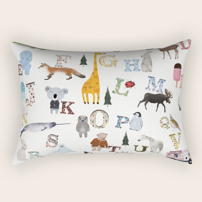 little nature alphabet Rectangular Pillow Gallery Image 2