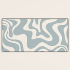 Liquid Swirl Retro Abstract Pattern in Light Blue-Gray and Cream Desk Mat Gallery Image 3