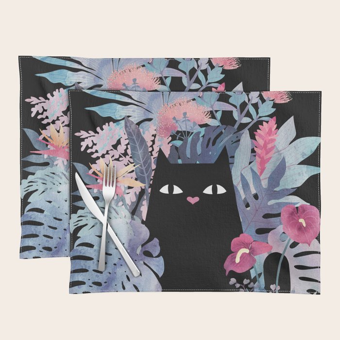 Popoki (Pastel Black Velvet) Placemat Gallery Image 1