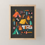Camping Kit - Charcoal Mini Art Print Gallery Image 1