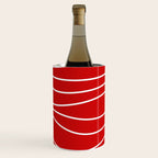 Line Waves in Bright Red and White - Minimalist Abstract Pattern Wine Chiller Gallery Image 2