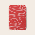 Line Waves in Bright Red and White - Minimalist Abstract Pattern Bath Mat Gallery Image 1