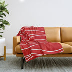 Line Waves in Bright Red and White - Minimalist Abstract Pattern Throw Blanket Gallery Image 1