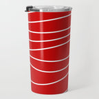 Line Waves in Bright Red and White - Minimalist Abstract Pattern Travel Mug Gallery Image 3