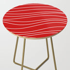Line Waves in Bright Red and White - Minimalist Abstract Pattern Side Table Gallery Image 2