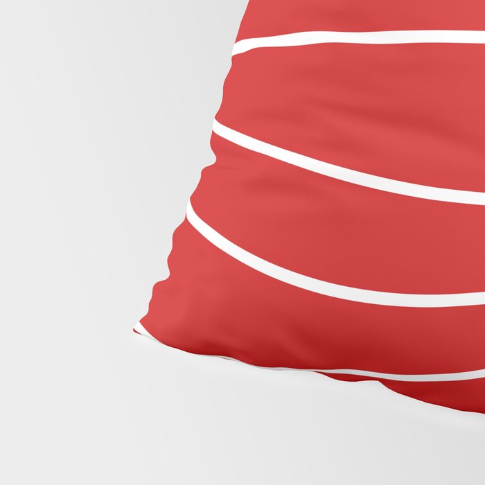 Line Waves in Bright Red and White - Minimalist Abstract Pattern Pillow Sham Gallery Image 4
